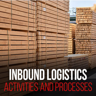 inbound vs outbound logistics with a stack of dimensional lumber 4 piles high