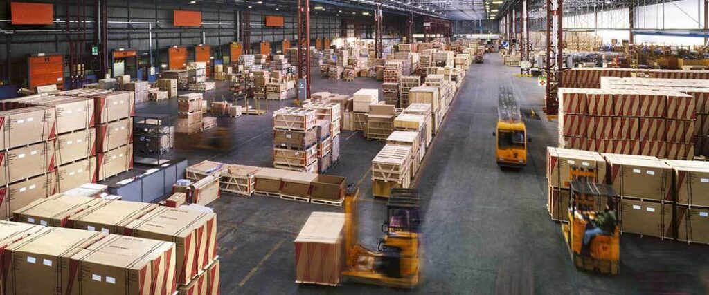 Benefits of inventory management aerial view of inner warehouse operations.